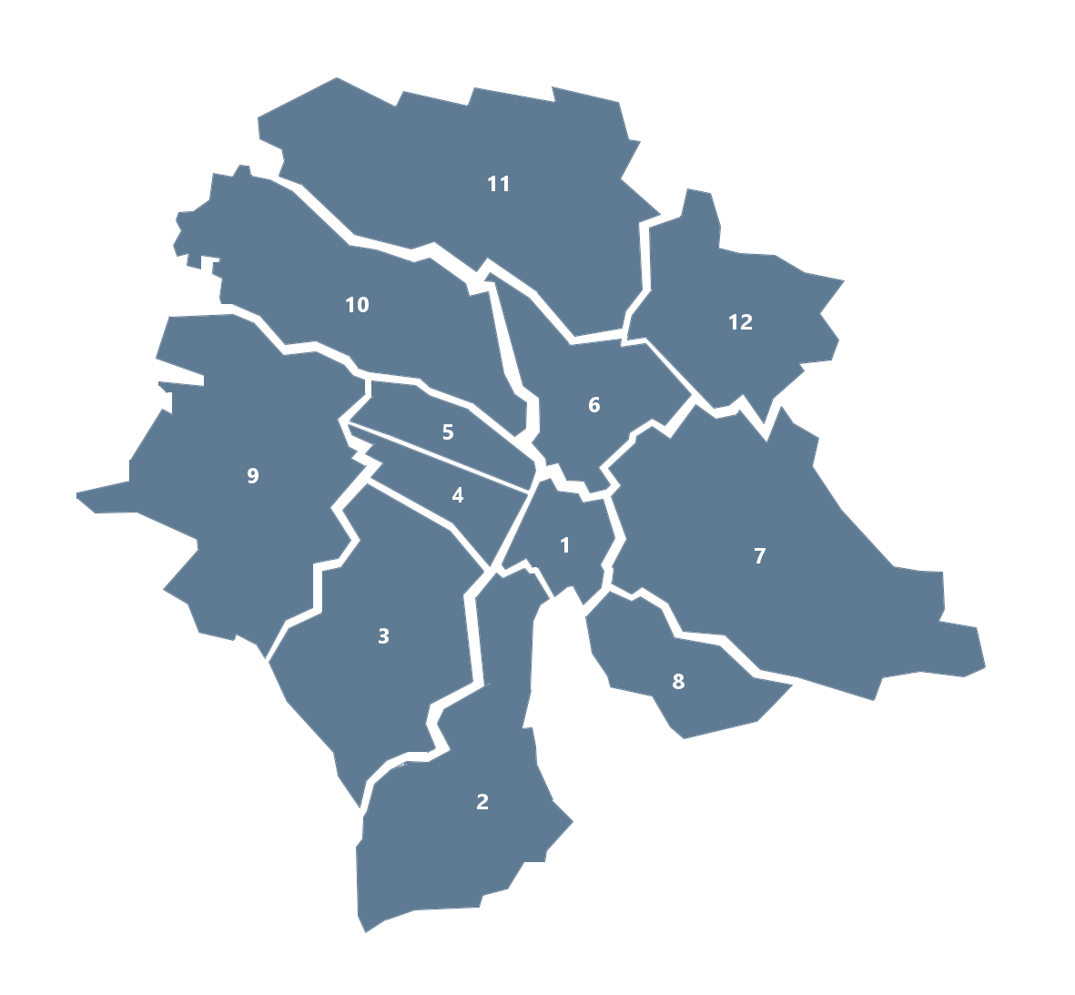 Karte der Zürcher Stadtkreise